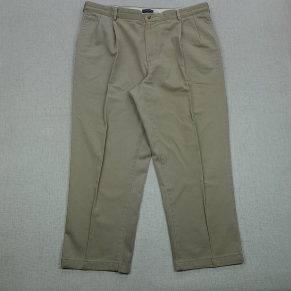 Lands' End Pants Mens 38 Traditional Fit Pleated Front Chinos Casual Dress Pants - Picture 1 of 16